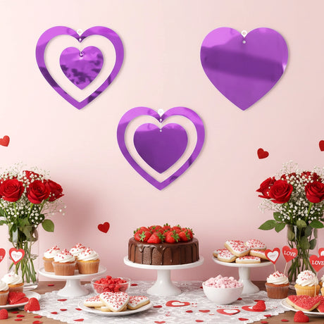 Decoración Colgante, Corazones, Color Morado