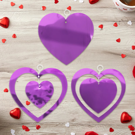 Decoración Colgante, Corazones, Color Morado