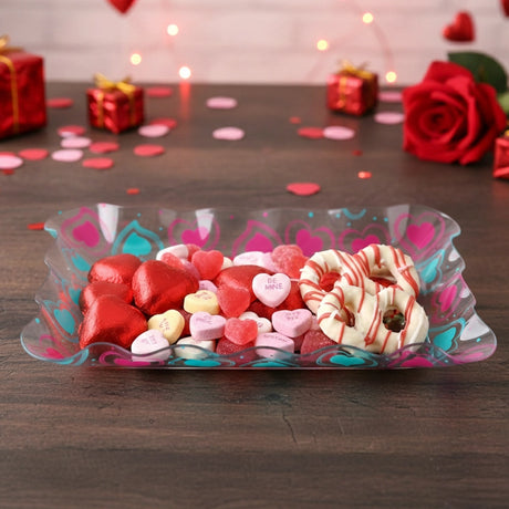 Charola de Plástico, Corazones, Color Aqua