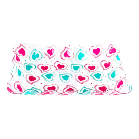 Charola de Plástico, Corazones, Color Aqua