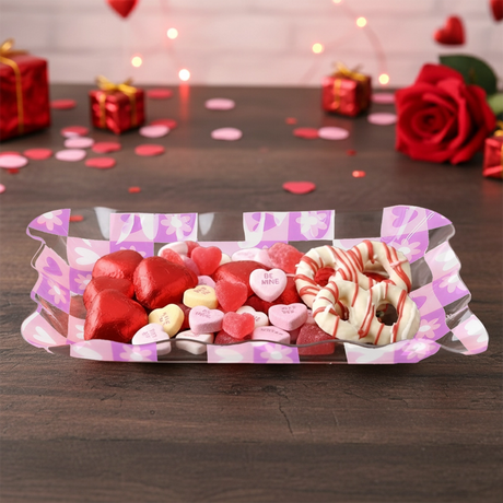 Charola de Plástico, Corazones, Color Lila