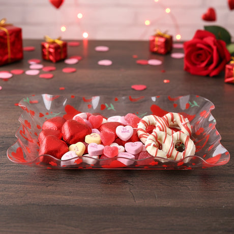 Charola de Plástico, Corazones, Color Rojo