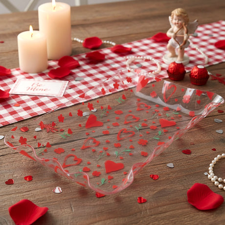 Charola de Plástico, Corazones, Color Rojo