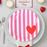 Platos de Papel, Rayas, Color Rosa