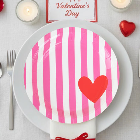 Platos de Papel, Rayas, Color Rosa