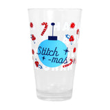 Stitch, Vaso de Cristal Navideño, Ohana, 414 ml