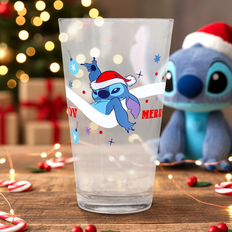 Stitch, Merry Christmass, Vaso Cristal, 414 ml
