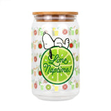 Vaso de Cristal con Tapa, Snoopy, 500 ml