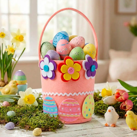 Canasta de Flores, Tela, Color Naranja