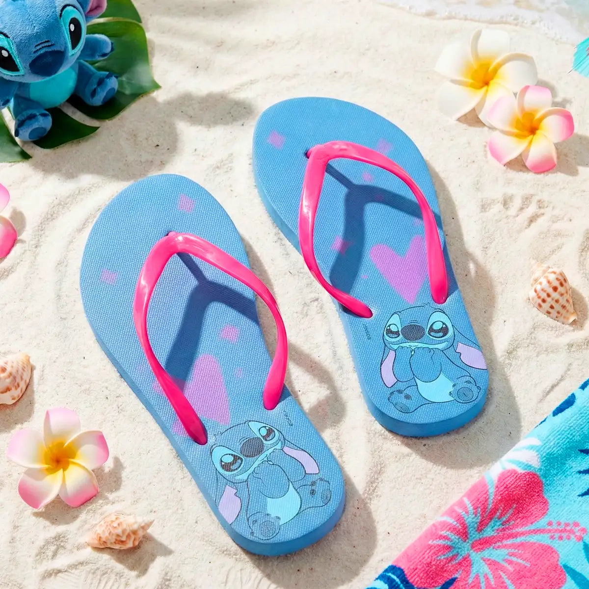 Sandalias, Color Rosa y Azul, Stitch