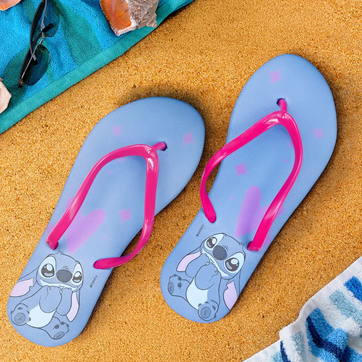 Sandalias, Color Rosa y Azul, Stitch