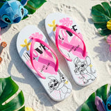 Sandalias, Color Rosa y Blanco, Stitch
