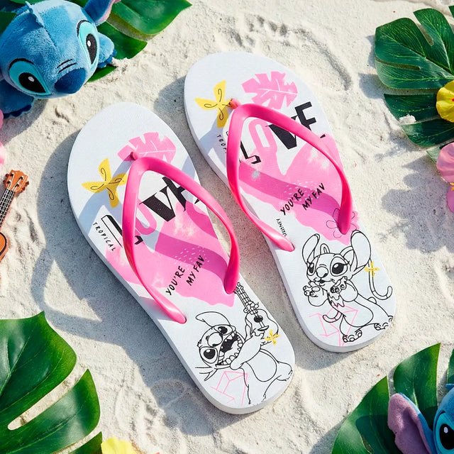 Sandalias, Color Rosa y Blanco, Stitch