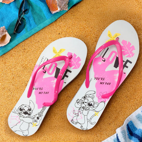 Sandalias, Color Rosa y Blanco, Stitch