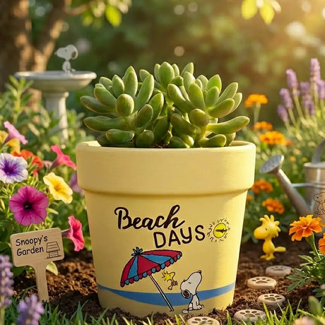 Maceta de Cerámica, Peanuts. Beach Days