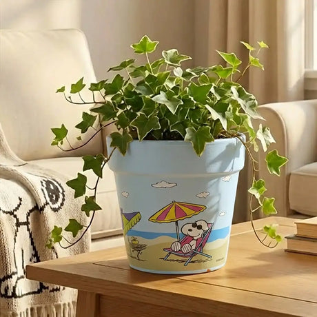 Maceta de Cerámica, Peanuts. Color Azul Claro