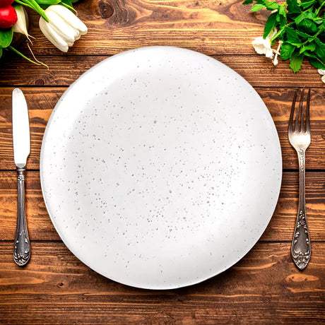 Plato Trinche de Cerámica Blanca, Diseño Puntos