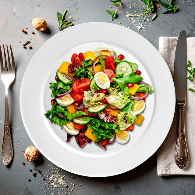 Plato Trinche de Cerámica Blanca, Liso