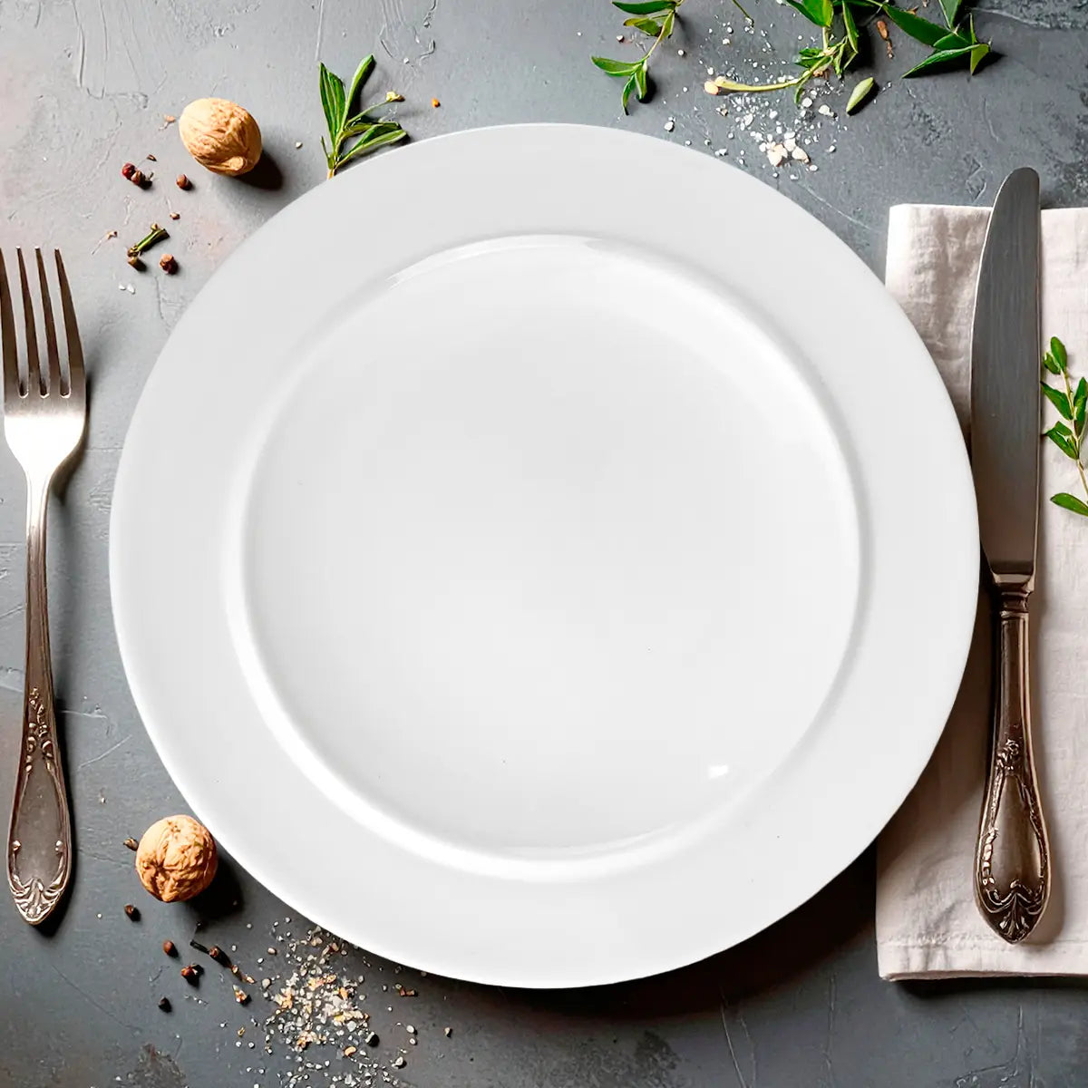 Plato Trinche de Cerámica Blanca, Liso