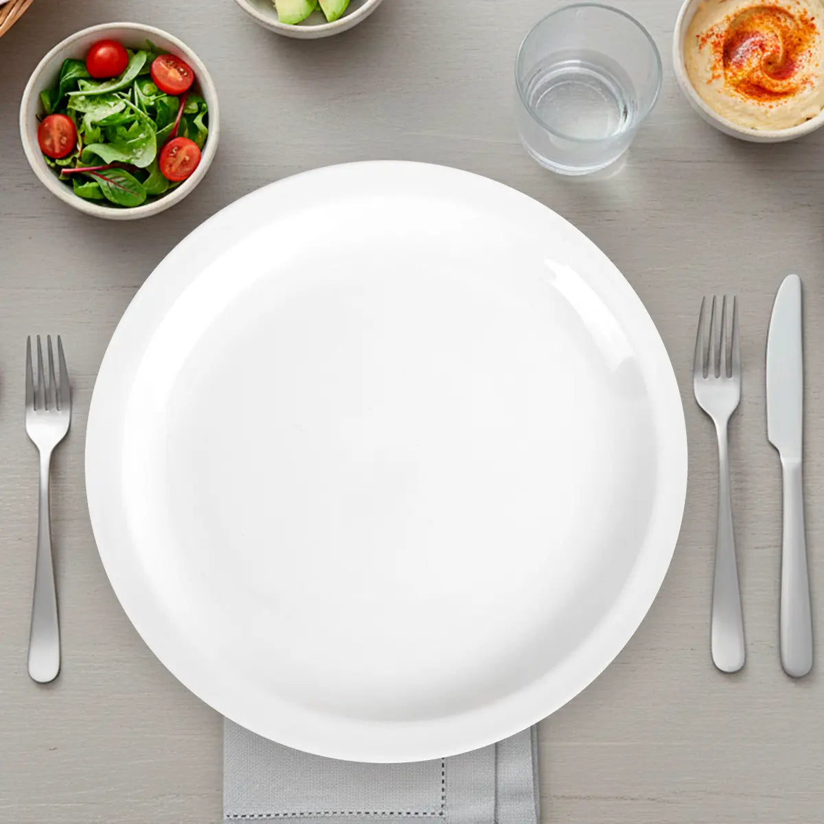 Plato Trinche de Cerámica Blanca, Filo Delgado