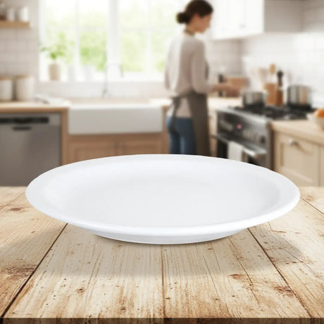 Plato Trinche de Cerámica Blanca, Filo Delgado