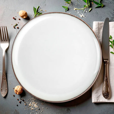 Plato Trinche de Cerámica Blanca, Filo Brillante