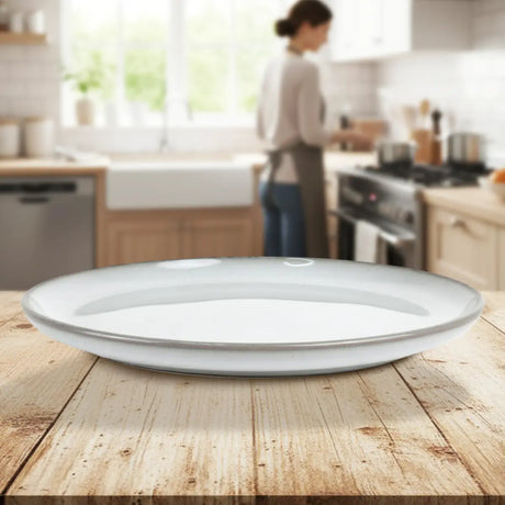 Plato Trinche de Cerámica Blanca, Filo Brillante