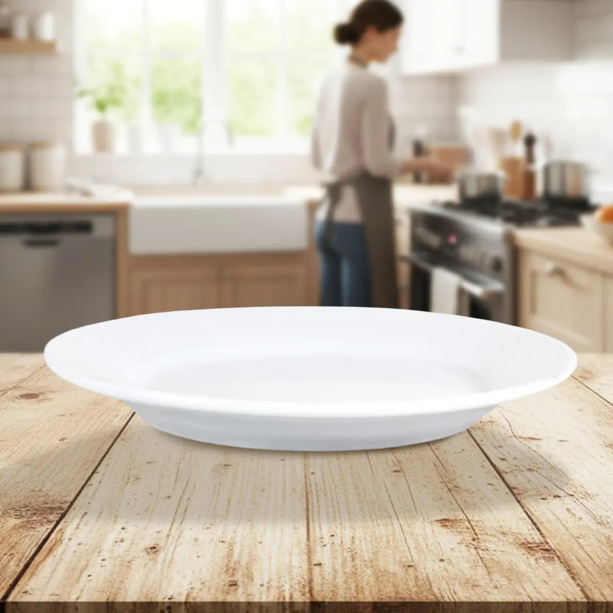 Plato Trinche de Cerámica Blanca