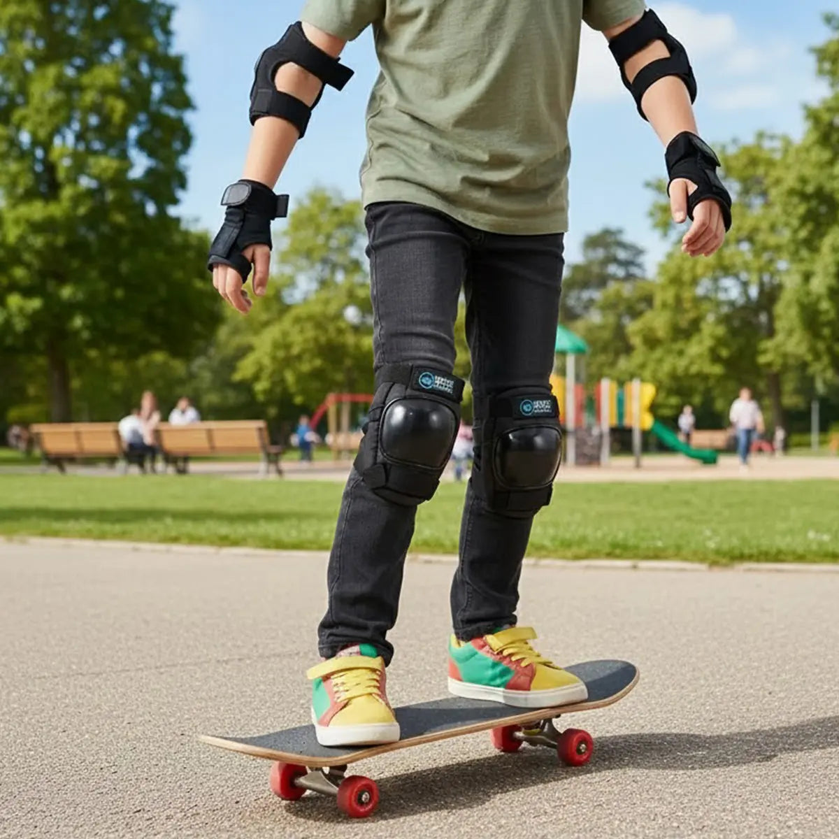 Protecciones para Skateboard, Color Negro, 6 pzas