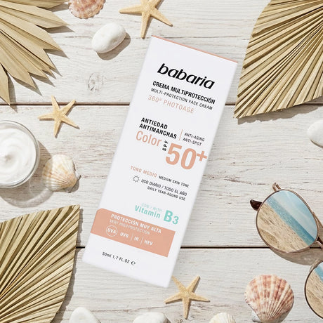 Crema Facial Multiprotectora con Color, Babaria, 50 ml