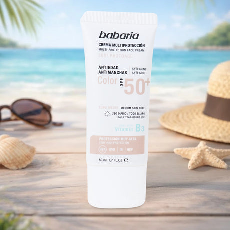 Crema Facial Multiprotectora con Color, Babaria, 50 ml