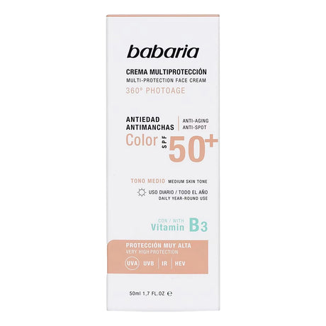 Crema Facial Multiprotectora con Color, Babaria, 50 ml