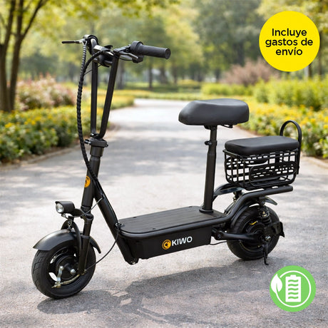 Scooter Eléctrico con Asiento, Color Negro