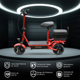 Scooter Eléctrico con Asiento, Color Rojo