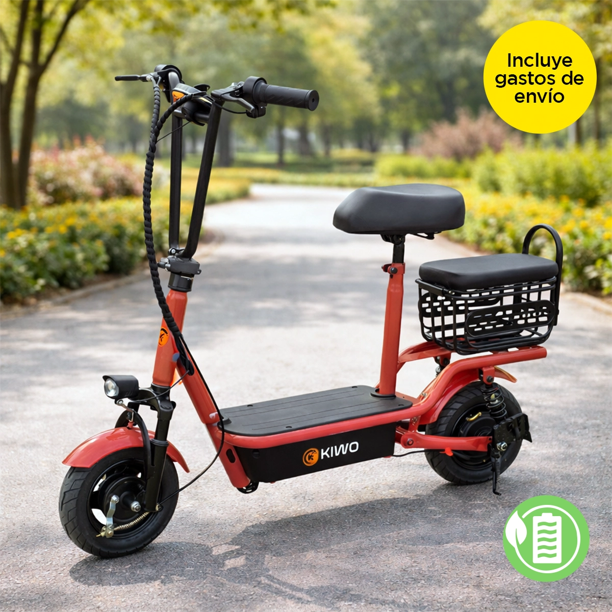 Scooter Eléctrico con Asiento, Color Rojo