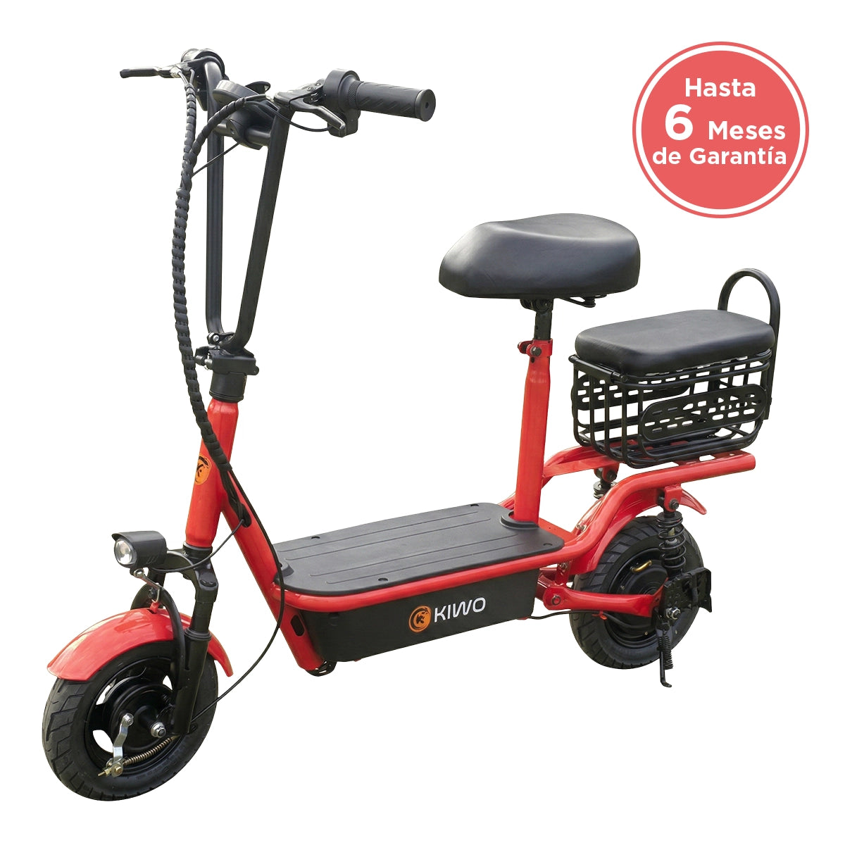 Scooter Eléctrico con Asiento, Color Rojo