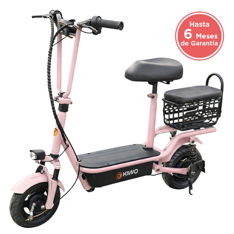 Scooter Eléctrico con Asiento, Color Rosa