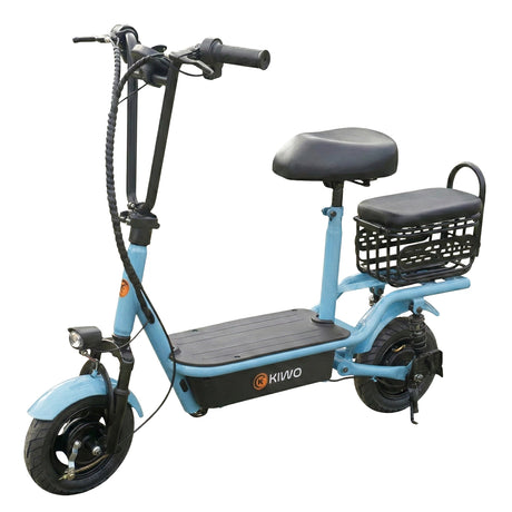 Scooter Eléctrico con Asiento, Color Azul Claro