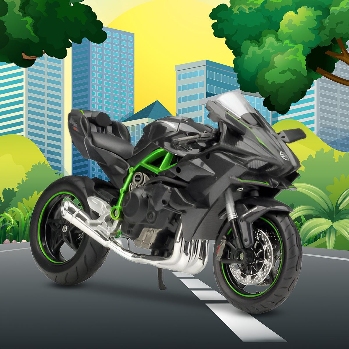 Motocicleta Eléctrica Ninja H2R color Negro para Niños