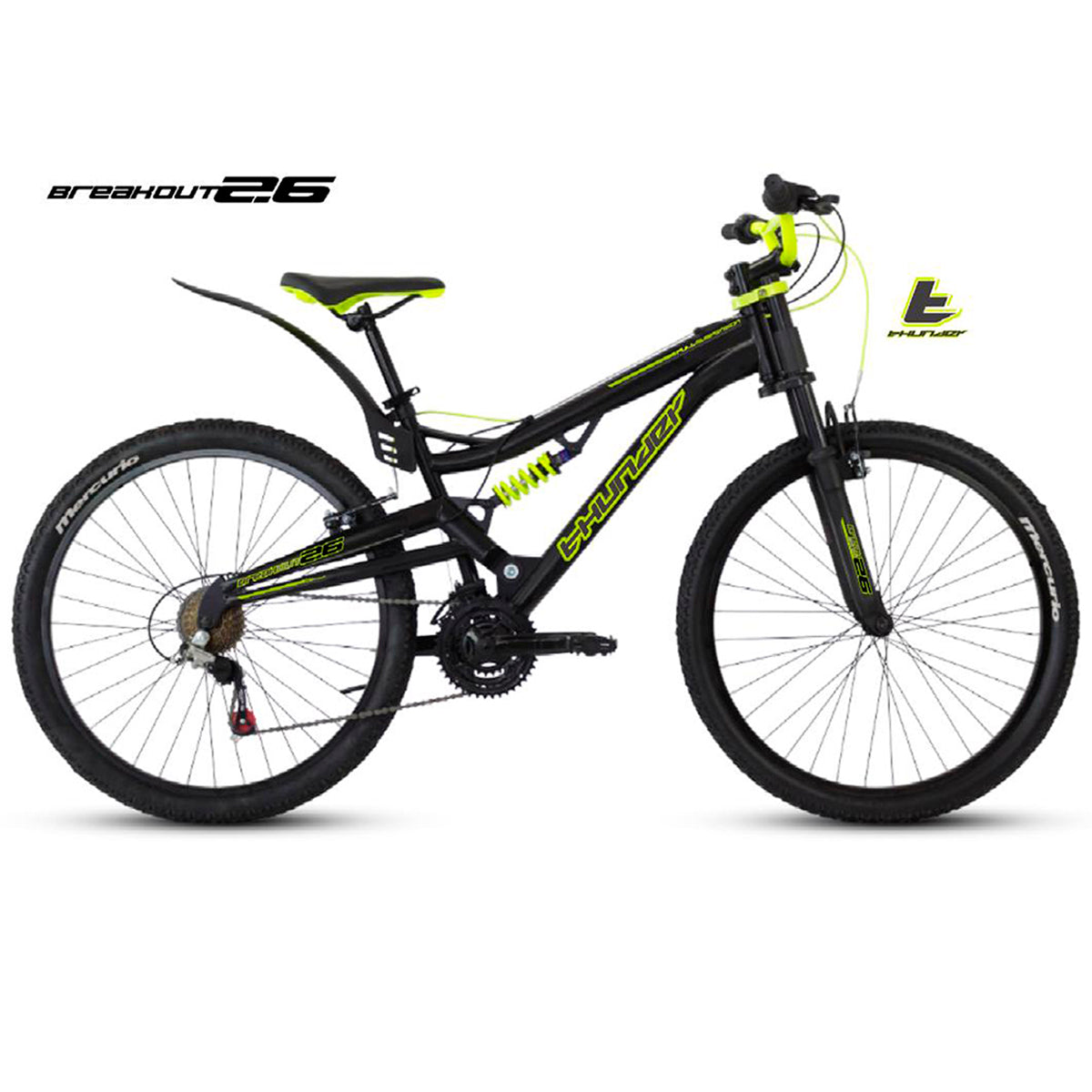 BICI MERCURIO THUNDER R26 21V DS NEGRO / VERDE 20054**