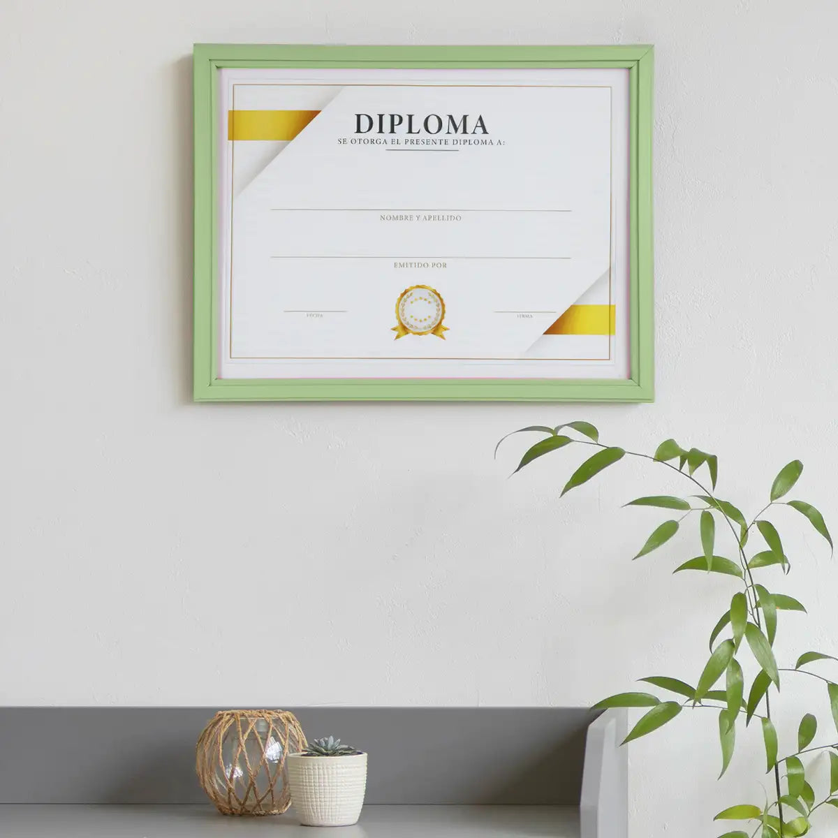 Porta Documento, Marco Color Verde Pastel