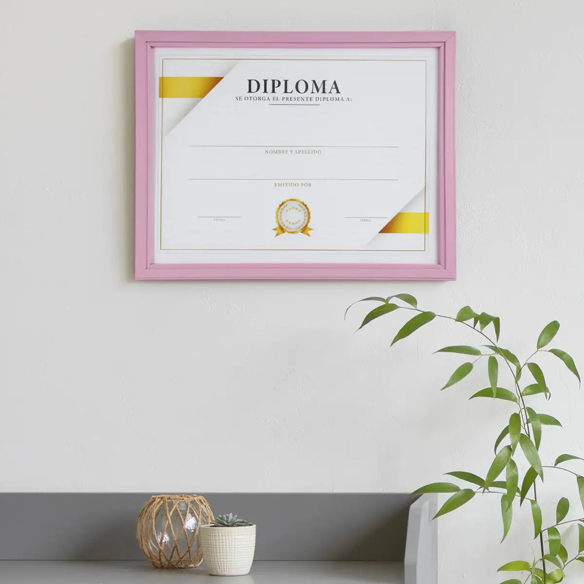 Porta Documento, Marco Color Rosa Pastel