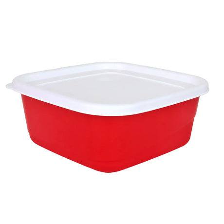 Set de Contenedores Cuadrados, Color Rojo con Tapa, 3 pzas