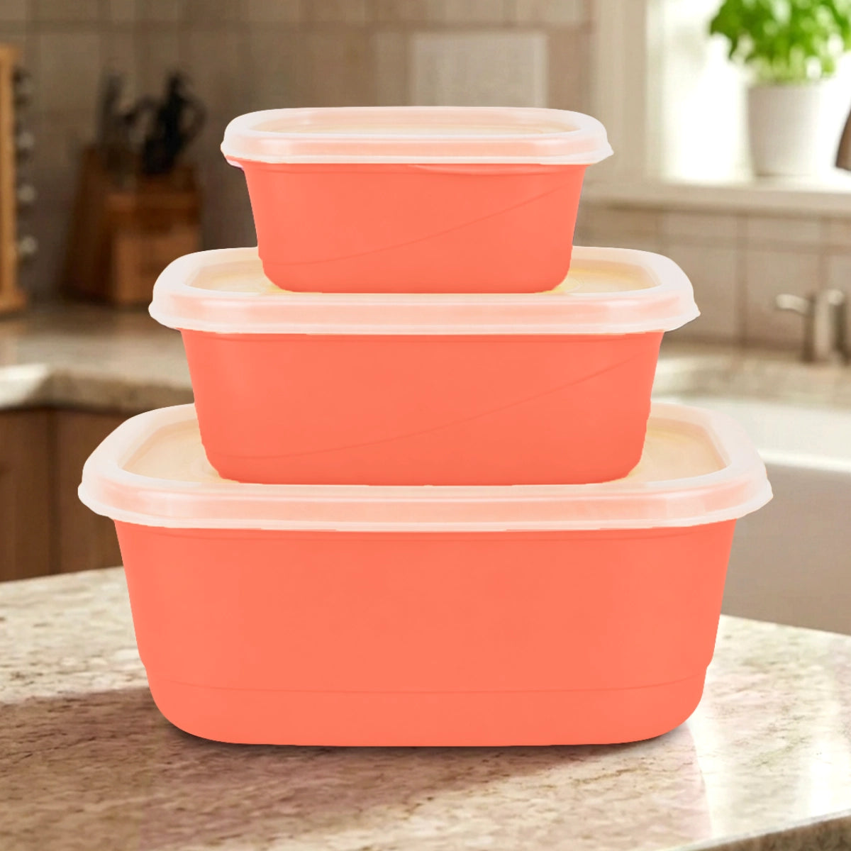 Set de 3 Contenedores Herméticos, Color Naranja