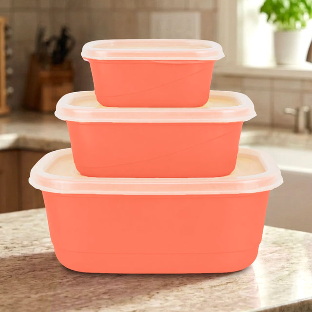 Set de 3 Contenedores Herméticos, Color Naranja