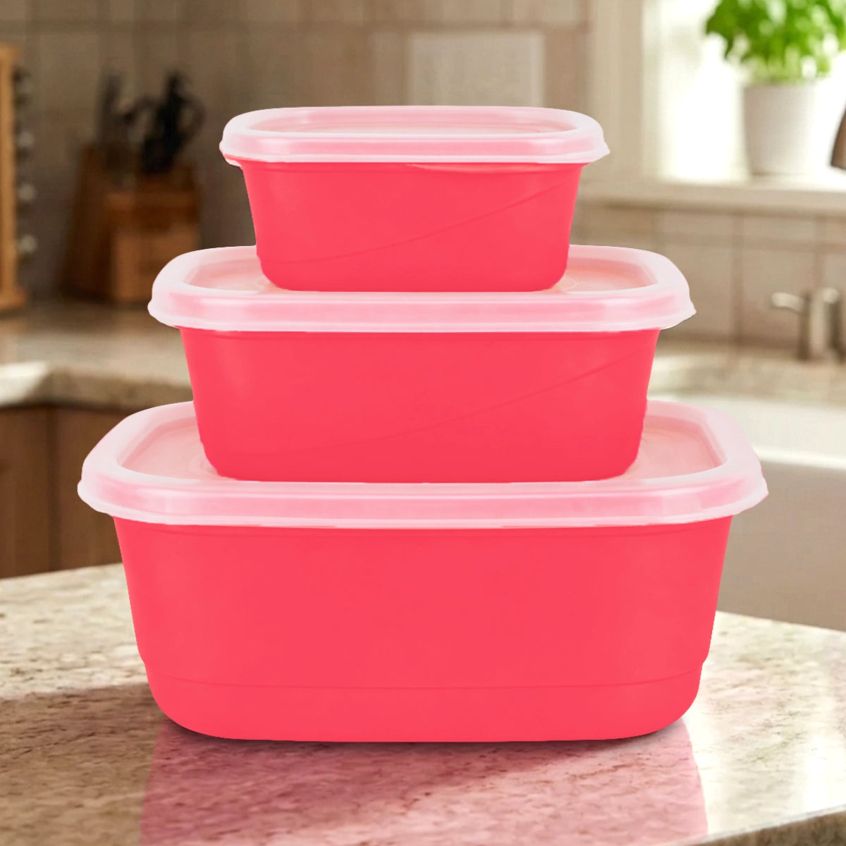 Set de 3 Contenedores Herméticos, Color Rojo