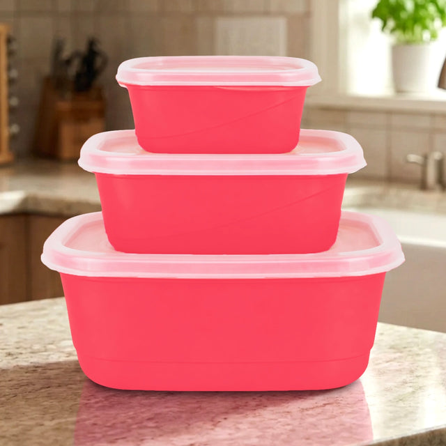 Set de 3 Contenedores Herméticos, Color Rojo