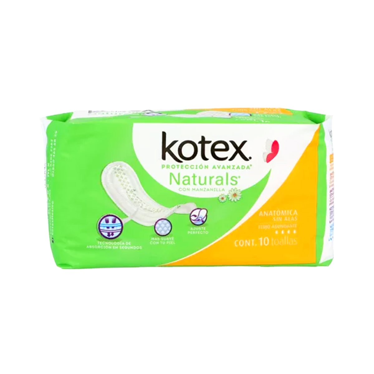 Kotex Naturals, Toalla Femenina con Manzanilla