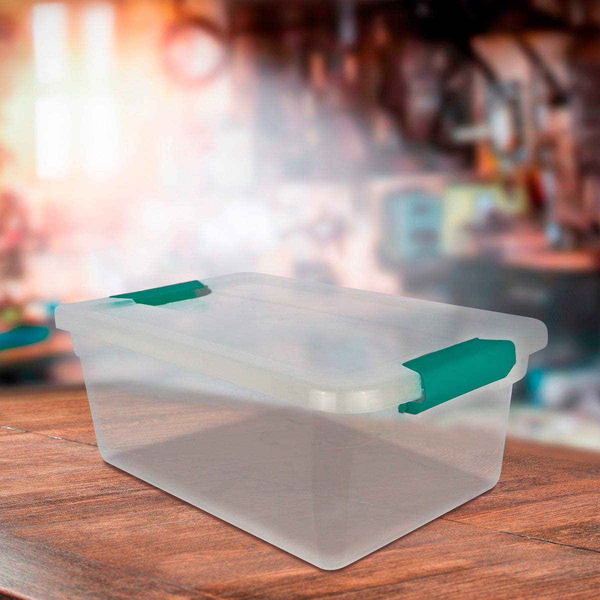 Caja de Plástico Rectangular 14L, color Esmeralda