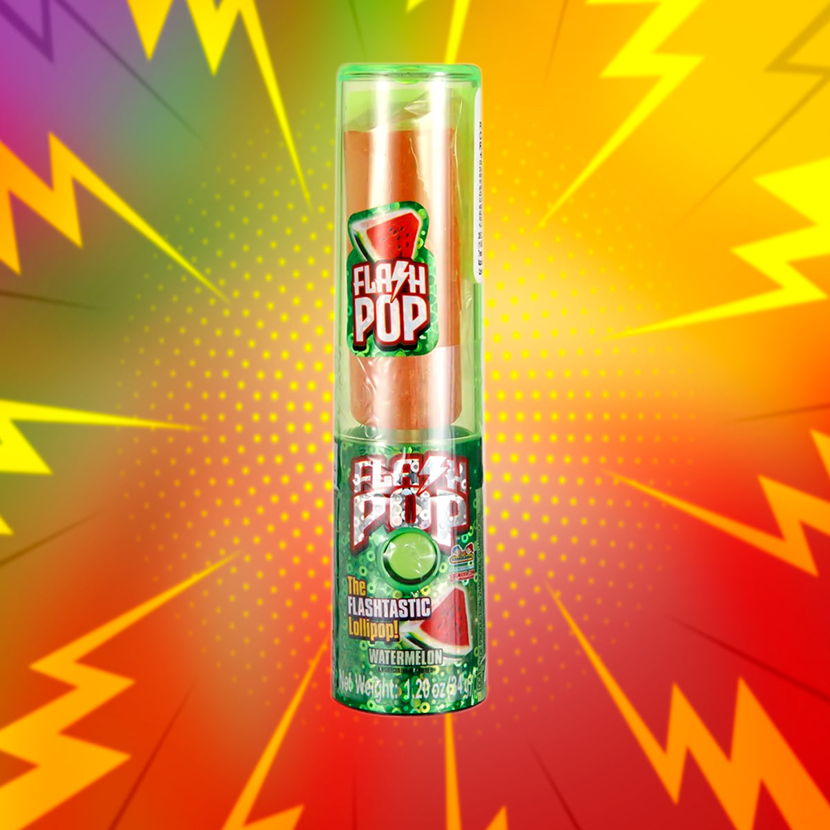 Dulce Flash Pop Barra con Luz, Sabor Sandía, 34 g
